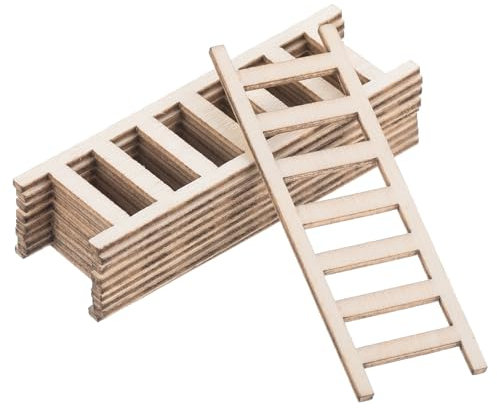 PATIKIL 2.4 Miniature Bois Échelle, 10 Paquet Mini Bois Maison-poupée Droit Échelles DIY Artisanat Accessoires, Naturel Couleur