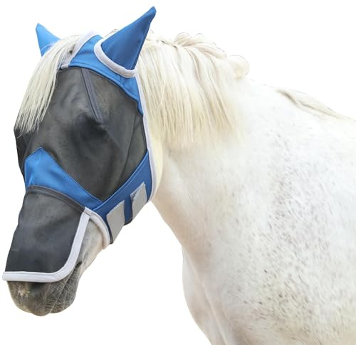 Gallopoff Máscara Antimoscas Caballo con Orejas y Nariz, Protección contra los UV, Cómodo y Transpirable, Máscara Moscas Caballo
