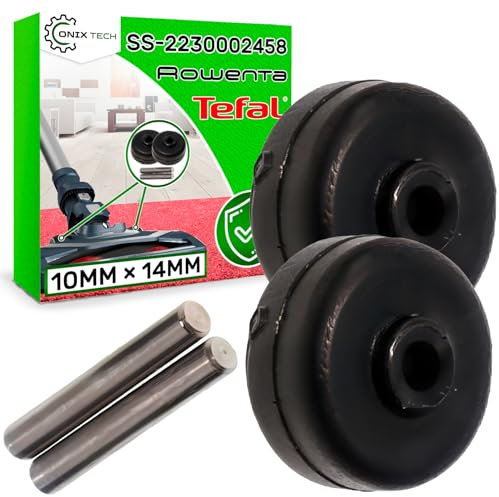 ONIX TECH Kit Rodillos Pequeños para Cepillo Aspirador sin Cable y el Eje con Código Original SS-2230002458 para Tefal para Rowenta - Garantía de 5 Años