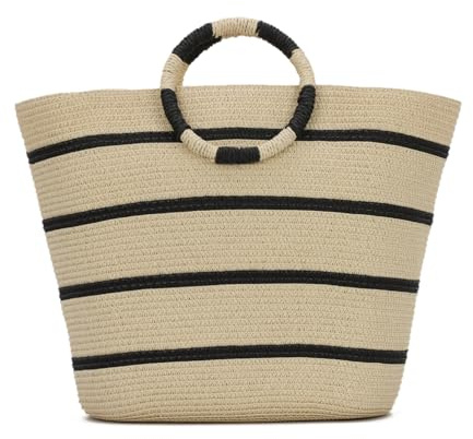 Syrads Borse da spiaggia da donna Tote Bag di paglia Borsa da spiaggia estiva Grande borsa di paglia intrecciata,Beige