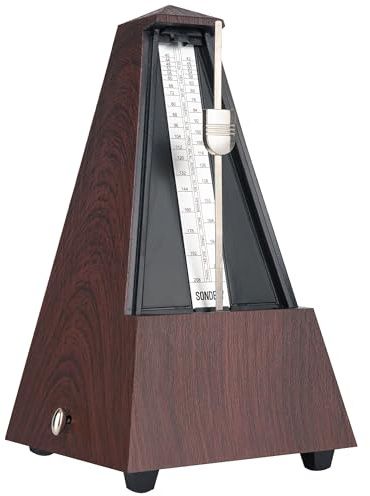 Sondery Classic Mechanical Metronome with Bell for Piano Guitar Drum Violin Saxophone All Instruments, Tempo Range 40-208bpm, Beats 02346, Black Wood Grain ABS Case with Comfortable Click Sound