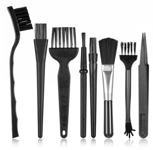 HJZHII 8 Stück Tastatur Reinigungspinsel,Tastatur Reinigung,Staubpinsel Pc Reinigungsset Nylon Bürsten Kunststoff Antistatisch ESD Bürste Reinigungsbürste für Leitfähigen Leiterplatte Motherboards