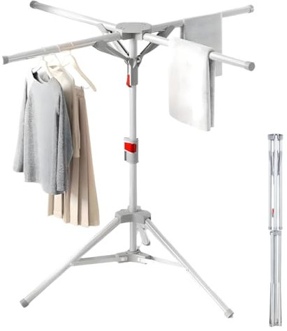 AISIR Standtrockner Wäscheständer Hoch Klappbar mit 4 Flügeln, Wäschespinne Wäschetrockner Ständer für Balkon,Drinnen, Draußen