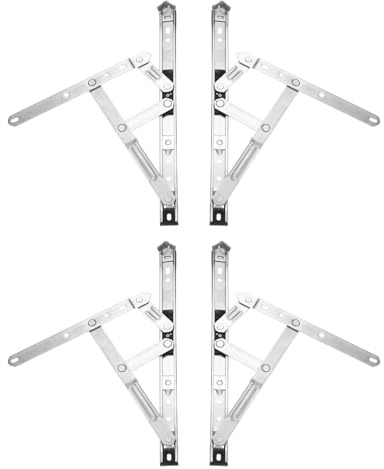 uxcell 4Pcs Casement Window Hinge, 12-inch Stainless Steel Friction Stay Hinges Duty Concealed Hinge Window Latch Lock for Awning Hopper Transom Window, Silver