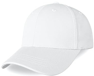 Cappellino Baseball Regolabile Unisex in 100% Cotone Stile Casual Adatto per Sport Attività All'aperto Lavoro E Tempo Libero Tessuto Traspirante E Confortevole Ideale per Uomo E Donna Bianco