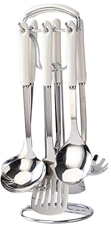 Stainless Steel Sieve Set with Ceramic Handles - 7 PCS Kitchen Strainers with Storage Stand, Essential Kitchen Tools for Cooking, Baking & Food Prep