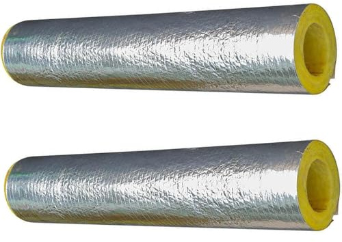 Tubo aislado con lámina de aluminio autoadhesiva, tubo aislado con lana de vidrio, material aislante refractario for tubos de vapors de alta temperatura, 1 metro de longitud(114mm,30MM)