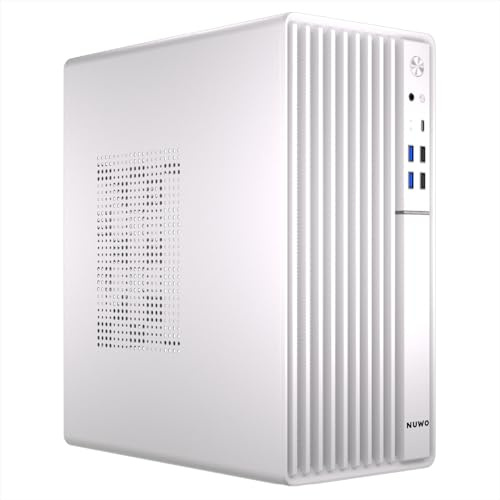 Nuwo Quartz QH300 | Kompakt Micro-ATX PC-fodral utan strömförsörjning | Kompatibel med MicroATX och Mini-ITX | Frontkylning | USB 3.0 och Type-C, vit