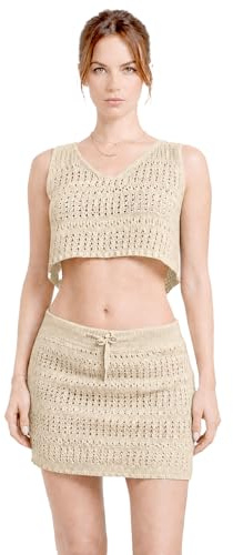 CLASSE77 - Set donna compreso di Top con scollo a V e gonna - abito due pezzi estivo stile uncinetto - Made in Italy - artigianale