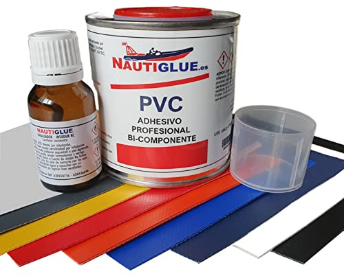 NAUTIGLUE Pegamento de PVC Profesional de 125 mililitros para la reparación de Zodiac (Elegir color del parche de regalo (1). (Gris oscuro)