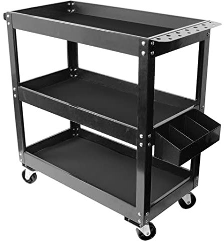 JOMAFA - CARRO DE TALLER PARA HERRAMIENTAS 3 BANDEJAS CON SOPORTES PARA HERRAMIENTAS Y SPRAYS, BOTES, ETC