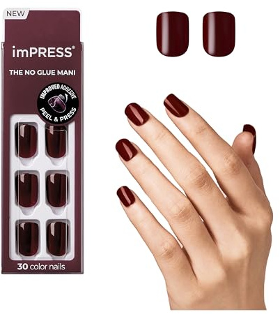 KISS imPRESS Color Gel Kit d'ongles en gel, I'm Not a Cinna, avec technologie PureFit, manucure de couleur sans polissage, comprend un tampon de préparation, une mini lime, un bâton à cuticules et 30