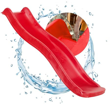 Spielturmking Kinderrutsche Wave 1,75 m Wasserrutsche Spielturm Wellenrutsche Gartenrutsche Anbaurutsche (Rot)