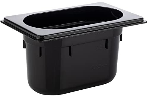 APS 82081 GN 1/9 Behälter, Gastronormbehälter aus Polycarbonat, Abmessungen 176 x 108 mm/Höhe 100 mm/Volumen 1 Liter, schwarz