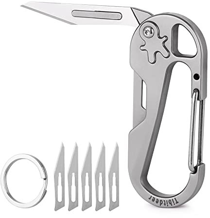 Titan Flipper Taschenmesser, Schnell zu öffnendes Schlüsselanhänger-Klappmesser mit 5 Auswechselbare Klingen Figur 11, Mini EDC Taschenmesser messer schlüsselanhänger für Outdoor, Camping