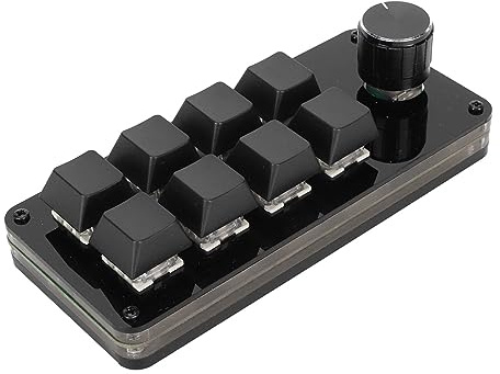 Sxhlseller Mini Teclado de 8 Teclas con Perilla, Mini Teclado USB de 3 Teclas, Teclado Macro de 8 Teclas con Intercambio en Caliente, Interruptor Azul, Separación de Cable de Teclado para