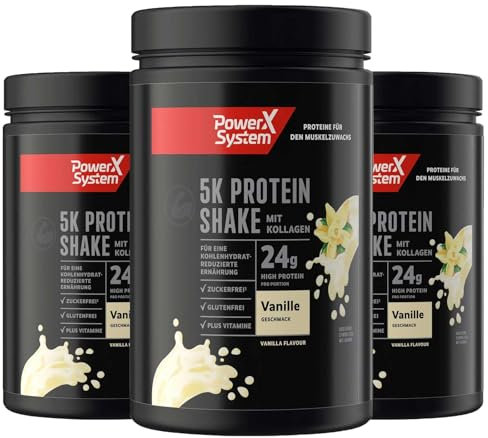 5K Protein Shake Vanille zuckerarm Mehrkomponenten Eiweißpulver glutenfrei mit Vitaminen 3 x 360g