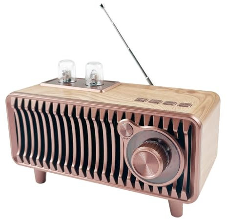 CYBORIS Radio Bluetooth Rétro, en Bois de Noyer, avec Radio FM Vintage, 20W Enceinte Portable avec Fonction Lecteur de Musique U Disk/TF Card/Aux pour la Maison et Le Bureau. (Couleur du Bois)