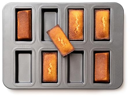 Neylokfen Moule Financier Metal 8 troue Plaque à Mini Financiers -8x3.5x1.5cm -Revêtement Antiadhésif - (1PC)