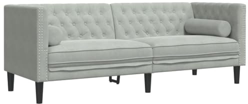vidaXL Divano Chesterfield con Rinforzi 3 Posti Grigio Chiaro Velluto, Divano a 3 posti, Divano, Divano da Salotto, divani a 3 posti, Divano Imbottito