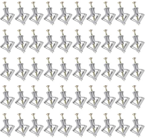 50 Stück Hohlraumdübel Butterfly, Selbstbohrender Trockenbau Anker, Butterfly Gipskartondübel Set, Gipskartondübel mit Schrauben, Plasterboard Dowels für Gipskarton Gipsfaserplatten Hohlwand