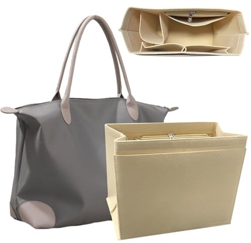 Bag & Organizer Filt Väska Multi-Pocket Tote Insatser (beige, L)
