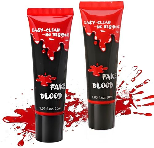 HOUSN Halloween Set de Faux Sang,2x30ml Faux Sang Lavable,Faux Sang Réaliste pour Halloween, Film et Cosplay,Maquillage de Théâtre, Zombie,Effets Spéciaux