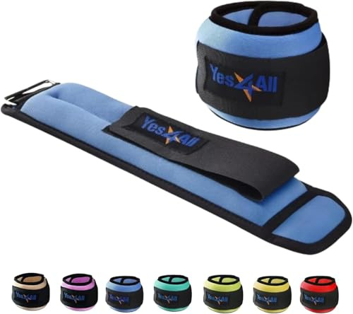 Yes4All Wrist & Ankle Weights Pair 1lb -10lbs for Women, Men Adjustable Strap - Walking, Jogging, Pilates, Gym Fitness Workout (2 lbs x2, Blue)