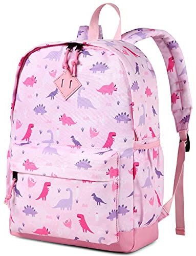 VASCHY Children's Backpack, Boys Kindergarten 4-6 Years Cute Lightweight Waterproof Dinosaur Unicorn Backpack for A4 Primary Folders Preschool with Chest Strap, Pink Dinosaur, Taille unique, Cute
