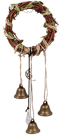 WANGCL Witch Bells for Home Protection Handmade Witch Bells Wreath with Pentagram and Brass Bell