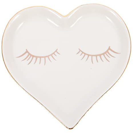 YARNOW Plateau De Rangement Pour Bijoux En Céramique De Cœur Élégant, Assiette à Bijoux Décorative Multifonction, Support Polyvalent Pour Clés Et Boucles D'oreilles, Finition Lisse, Usage Maison