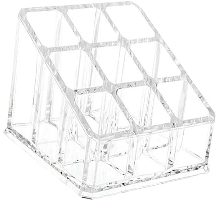 Easnea 9 Grids Clear Lipstick Holder Acrylic Lipstick Organizer, Lip Gloss Holder, Lipgloss Organizer, Cosmetic Display Case Cosmetic Makeup Organizer for Lipstick, Brushes, Bottles (Flat Bottom)
