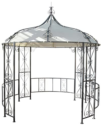 Décoshop26 - Pabellón de jardín redondo cenador carpa de recepción, marco de acero, resistente, 3 m, crema 04_0004059