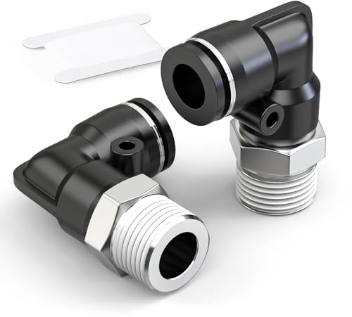 TAILONZ PNEUMATIC Raccordi a gomito maschio 8 mm OD tubo x 3/8 pollici BSP da collegare PL8-03 (confezione da 2)