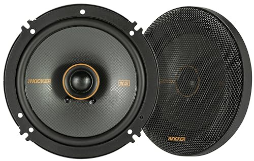 KICKER 51KSC6504 Coaxial Speaker System, 2-Way Design, One (1) Pair, 6.5 (160mm) Polypropylene Woofer/Midrange, 3/4 (20mm) Silk-Dome Tweeters, 100 Watts RMS, 200 Watts Peak