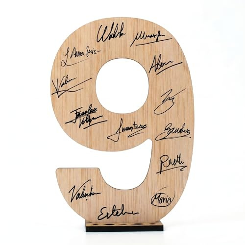 CONTRAXT Tarjeta felicitacion para cumpleaños y aniversarios. Numero de madera 9 Postal o Libro de firmas Regalo original de feliz cumpleaños aniversario cumple amigos hombre mujer (9)