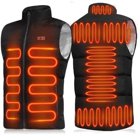 Gilet Riscaldato Per Uomo E Donna Taglie Forti Gilet Riscaldante Elettrico Giacca Riscaldata Impermeabile Giacca Moto Gilet Temperatura Regolabile Smanicato Gilet da Lavoro Per Ciclismo Caccia(9 Black