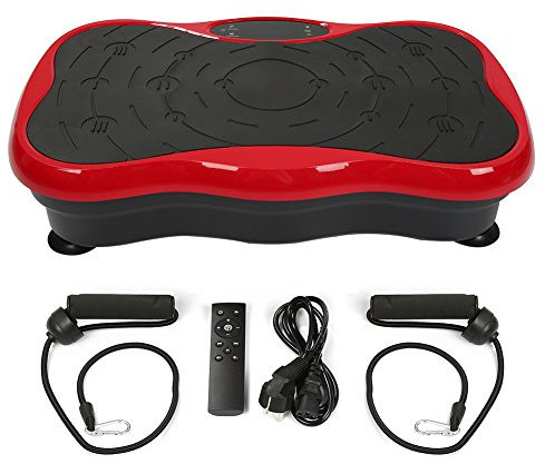 Plataformas Vibrantes y Oscilantes, Placas de Vibración con 2 Bandas de Resistencia, Dispositivo de Fitness en Casa para el Culturismo del Cuerpo (Negro y Rojo)