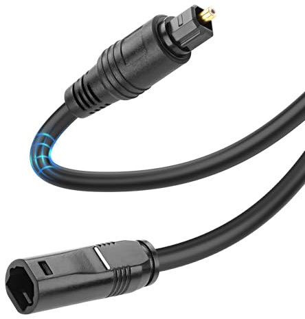 MEIRIYFA Optisches Audio Verlängerungskabel, 1.5M Toslink Digital Optical Audio Kabel Stecker auf Buchse Glasfaserkabel für Heimkino Soundbar TV Verstärker (Schwarz)