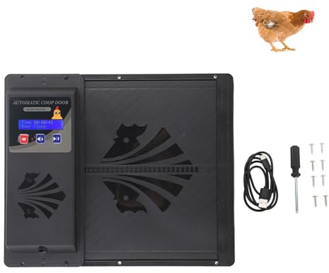 Puerta automática para gallinero, Apertura Horizontal USB, abridor automático de Puerta para gallinero con Temporizador, Motor de actuador de Apertura automática, función de (Negro)