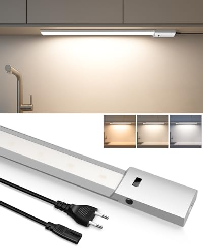ALUSSO 60cm Unterbauleuchte küche LED Dimmbar, 3 Farbtemperatur Lichtleiste mit Berührungsloser Sensor, Ultra Dünn Unterschrank Beleuchtung für Schrank, Regale, Werkbank, 780Lumen
