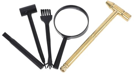 GARIOUANS Kit Di Attrezzi Per Scavi Archeologici Bambini 6 Pezzi Martello Metallico, Spazzola e Lente D'ingrandimento Per Esperienza Educativa Di Scavare Pietre Preziose e Giochi Scientifici