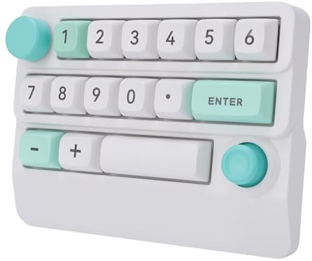 Cuifati Tastierino Numerico Meccanico RGB Wireless, Tastiera a 15 Tasti Programmabile con Macro Sostituibili a Caldo con Controllo Tramite Manopola Joystick Tastierino Numerico, per PC (Bianco Verde)