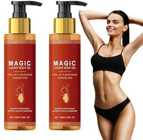 2 Pezzi Olio per il Corpo, Naturali Olio Corpo Luxury Idratante per il Corpo che Idrata e Riduce le Linee Sottili su Guance, Addome, Cosce e Braccia (100 ml)