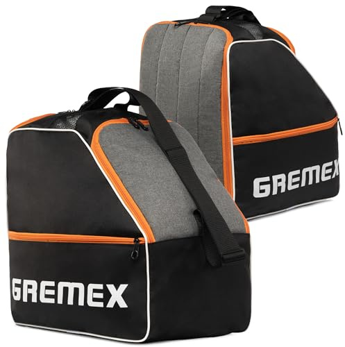 GREMEX Skischuhtasche mit Helmfach - Wasserfester Skischuhrucksack für Skischuhe und Helm - Widerstandsfähig mit Titan-Nähten - Bequem für Transport, Reisen und Schutz Ihrer Ausrüstung