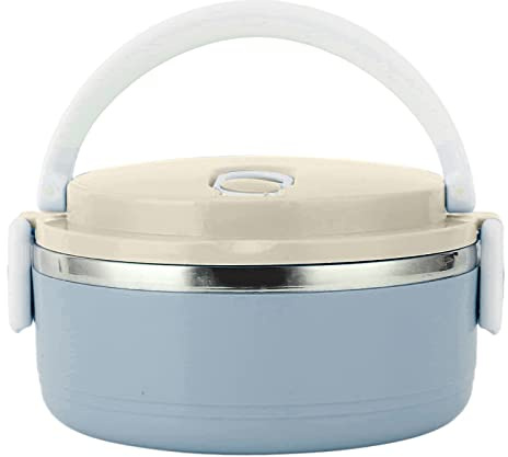 Fiambrera térmica, fiambrera térmica, apilable y caliente, caja de almuerzo redonda de acero inoxidable, recipientes sellados para alimentos (verde, talla única)