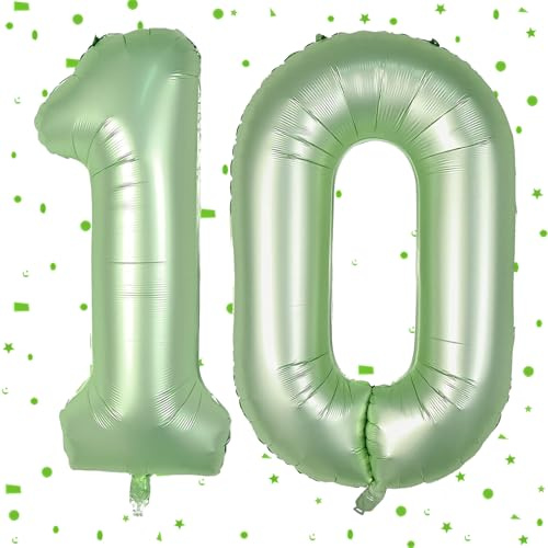 Palloncino verde salvia da 10, palloncino con numeri verde oliva, palloncino gonfiabile verde salvia da 40 pollici da 10, palloncino con numeri da 101 cm palloncino elio da 10 palloncino per il