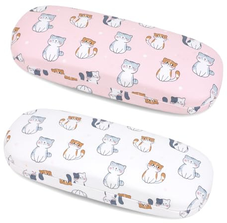 Beipegin Étui Lunettes 2-Pack, Chat Étui Lunettes Rigide pour Fille