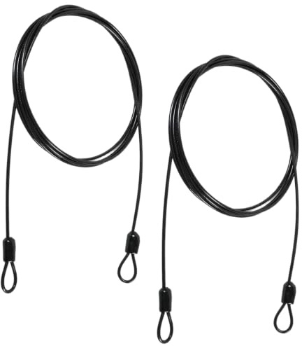 Set med 2 st. stöldskyddsstålkabel, 2 m, säkerhetskabel med dubbelt spänne, PVC-belagd metallkabel för cykel, trädgårdsmöbler, bagage och släpvagn, diameter 2,5 mm