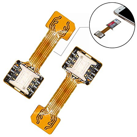 Dual SIM Card Nano SD Adapter(2 Pcs) for Samsung Huawei Xiaomi Lenovo,Ultra-Slim Gold SIM Extender for Android Smartphone